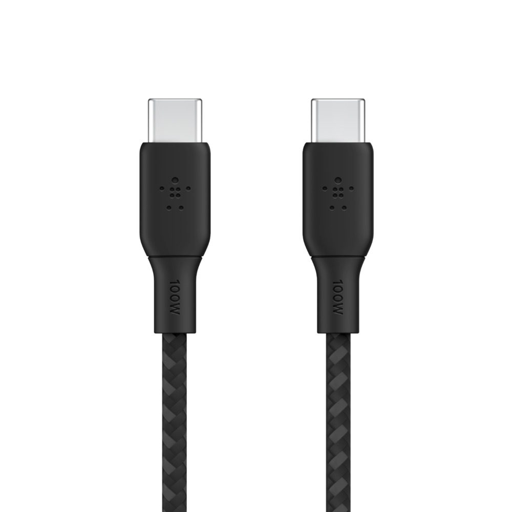 Belkin CAB014bt2MBK Type-C --> Type-C Data Transfer & Charge Cable 2m | Tested 25000+ Bends (Braided) | USB-IF Certified | 100W