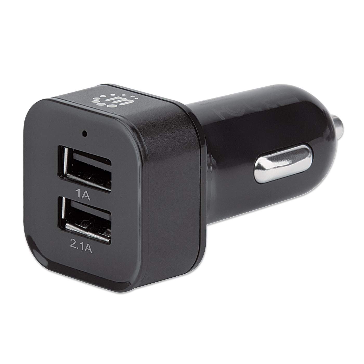 Manhattan 102179 Dual USB Car Charger 15.5W + 2-in-1 Type-C & microUSB Charging Cable