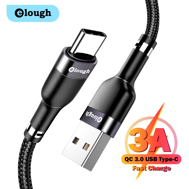 Elough USB  Type-C Cable | Braided  | Tested 10000+ Bends | 3A Fast Charging | 25cm -    
