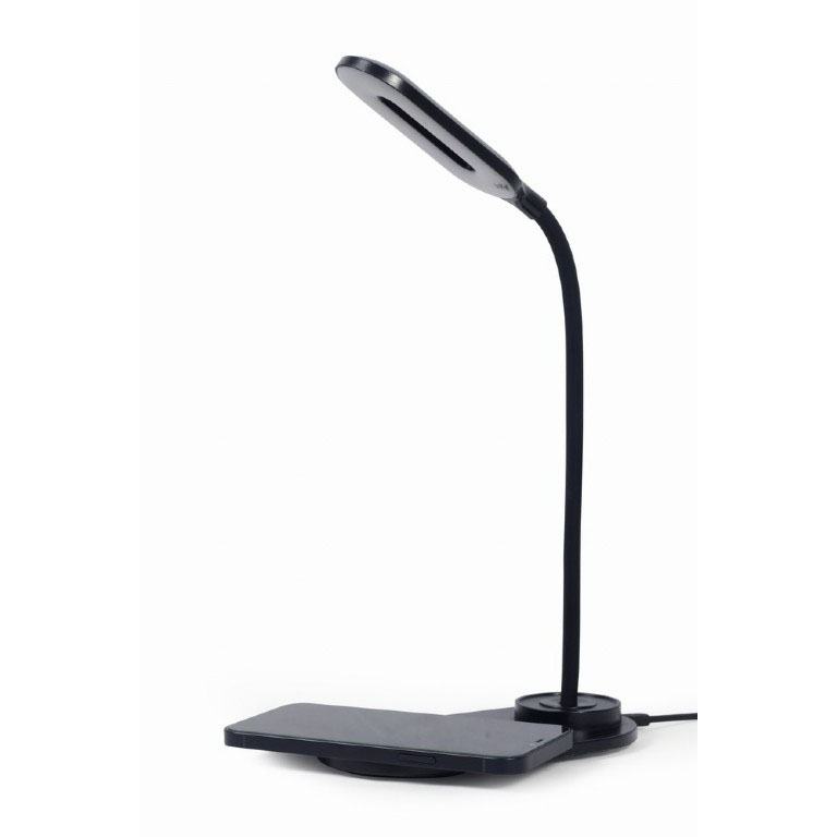 Gembird Modern LED Desk Lamp + Qi Wireless Charger Black | Fast Charge @ 10W | 3 Color Lamp