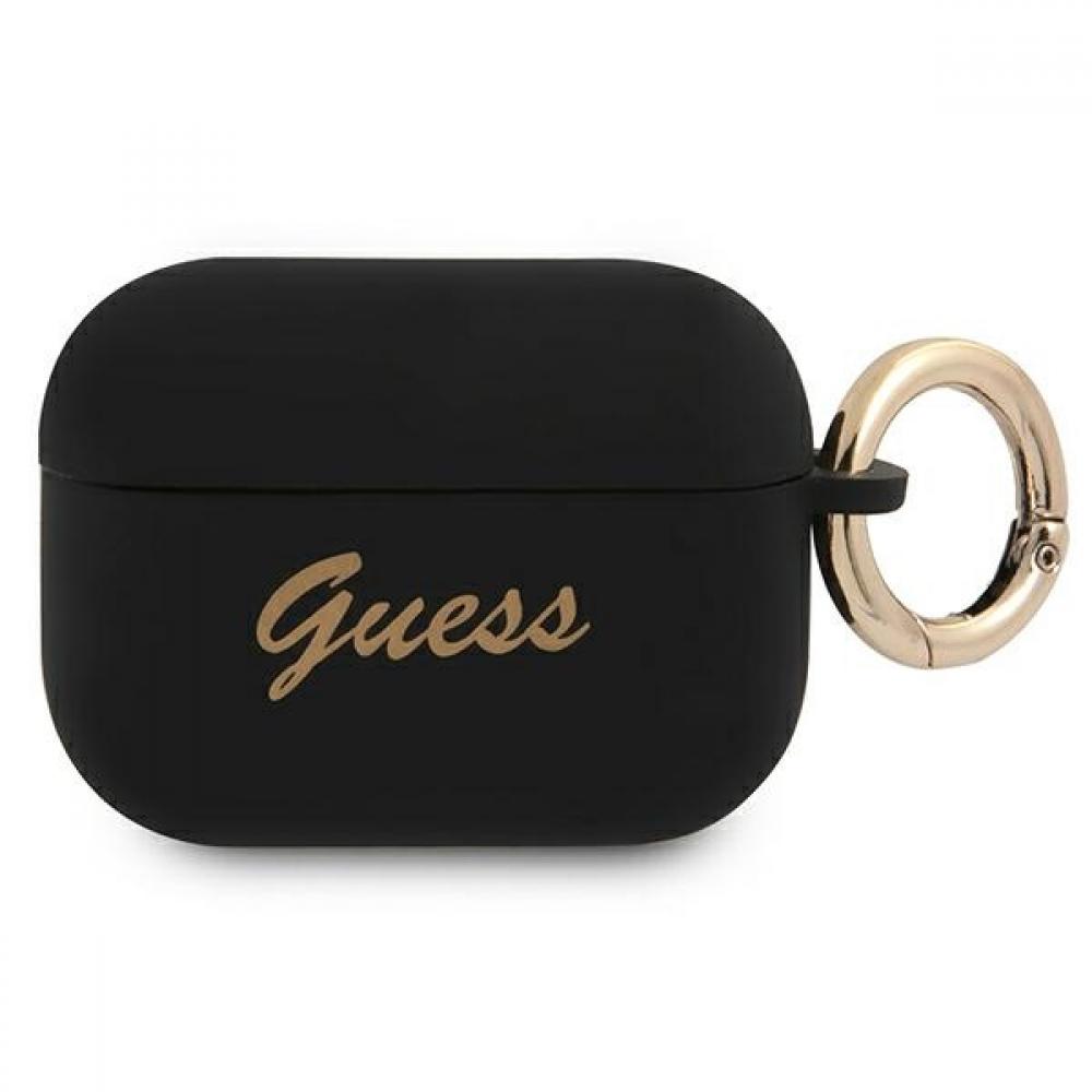 Guess Printed Logo Silicone Case Black   Apple Airpods Pro (GUAPSSSK)