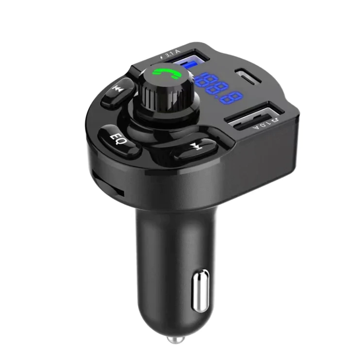 iPDA R2 PD Type-C @ 18W + 2 x USB @ 4.1A Car Charger + FM Transmitter + Bluetooth Car Kit + EQ