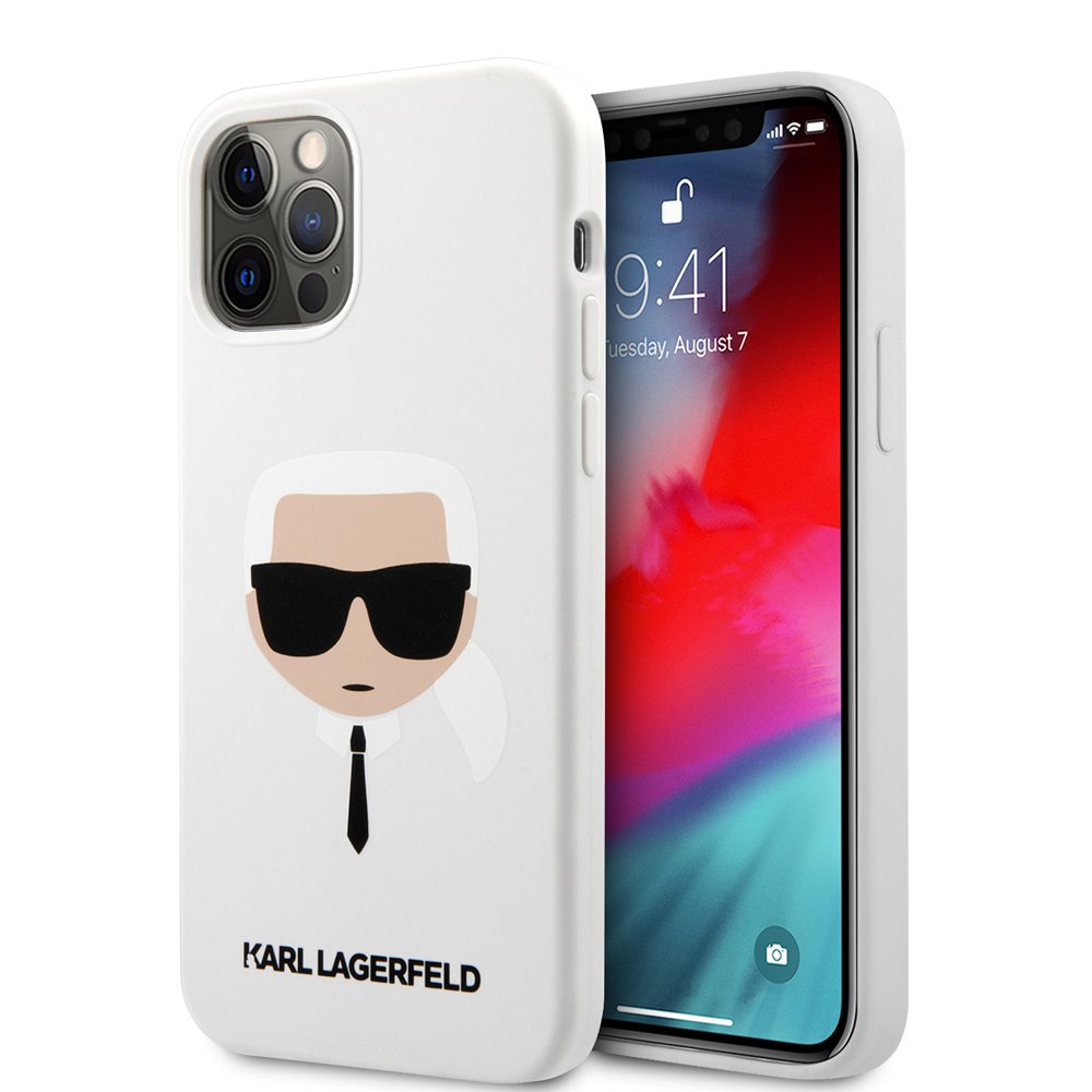 Karl Lagerfeld Liquid Silicone Case Karls Head White  Apple iPhone 12 Pro Max