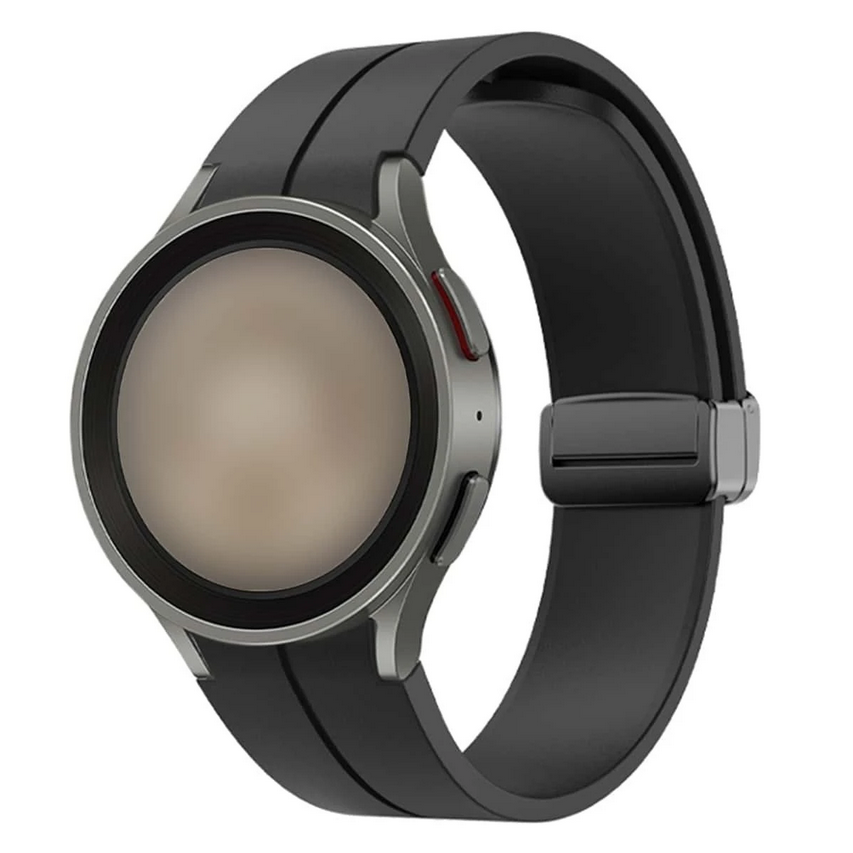 Soultronic Magnetic D-Buckle Silicone Band 20mm Black  Samsung Galaxy Watch 6 / 5 Pro / Watch 5 & Watch 4 / 4 Classic