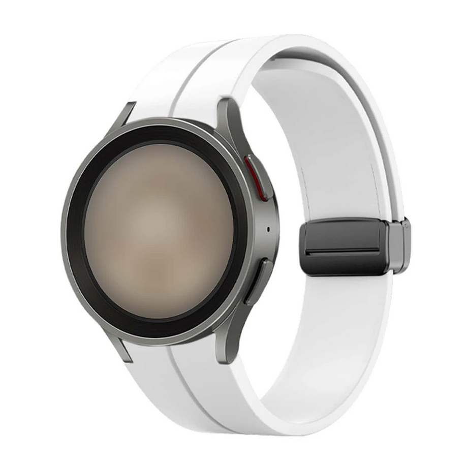 Soultronic Magnetic D-Buckle Silicone Band 20mm White  Samsung Galaxy Watch 5 Pro / Watch 5 & Watch 4 / 4 Classic