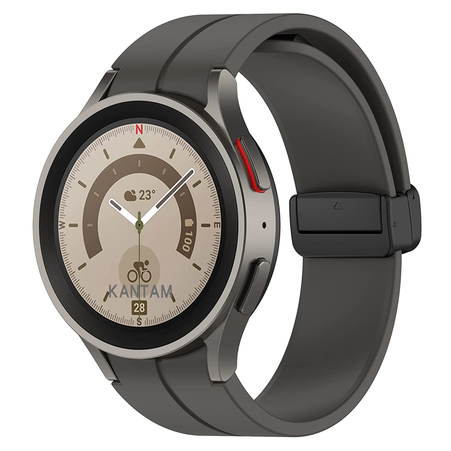 Soultronic Magnetic D-Buckle Silicone Band 20mm Titanium gray  Samsung Galaxy Watch 5 Pro / Watch 5 & Watch 4 / 4 Classic