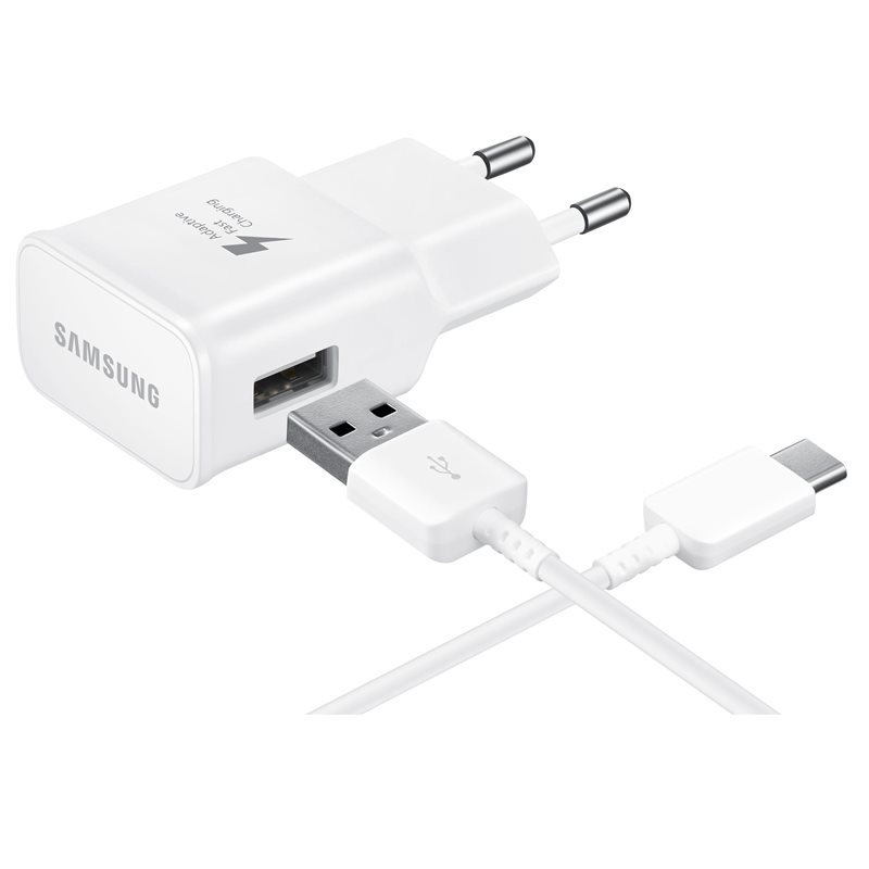 Samsung EP-TA20EWECGWW Adaptive Fast Charging Travel Adapter (5V @ 2A / 9V @ 1.67A) + USB Type-C  (Retail Box)