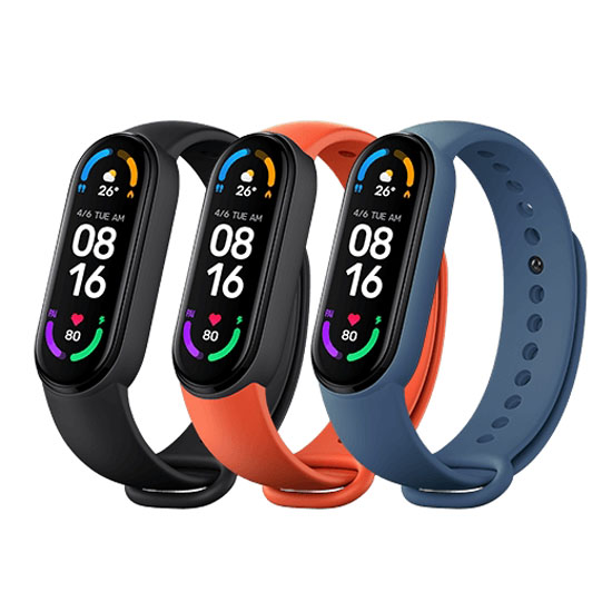 Xiaomi Mi Band 5 / Mi Band 6 Original Strap Black/Orange/Blue (3-Pack)