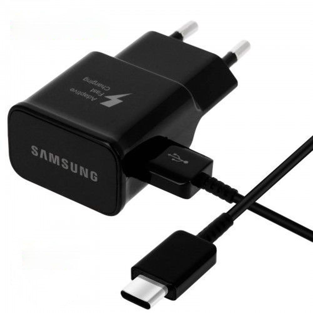 Samsung EP-TA20EBE Adaptive Fast Charging Travel Adapter (5V @ 2A / 9V @ 1.67A) + USB Type-C  (EP-DG950CBE) (Retail Box)