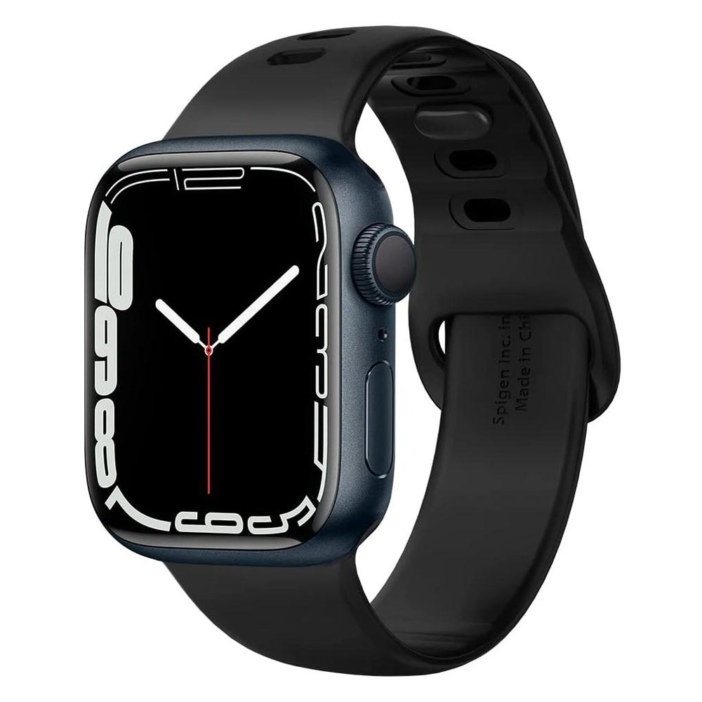 Spigen (062MP25400) Replacement Silicone Fit Band Black  Apple Watch 42mm, 44mm, 45mm & 49mm
