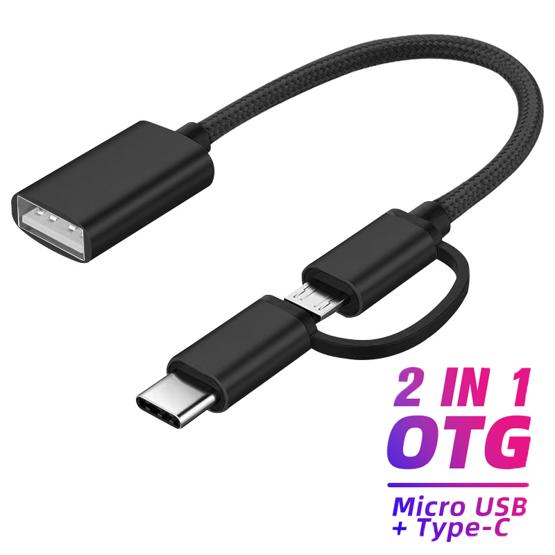 Soultronic OTG16 USB 3.0 Type-C + microUSB > USB-A On-The-Go USB Host OTG Cable/Adapter