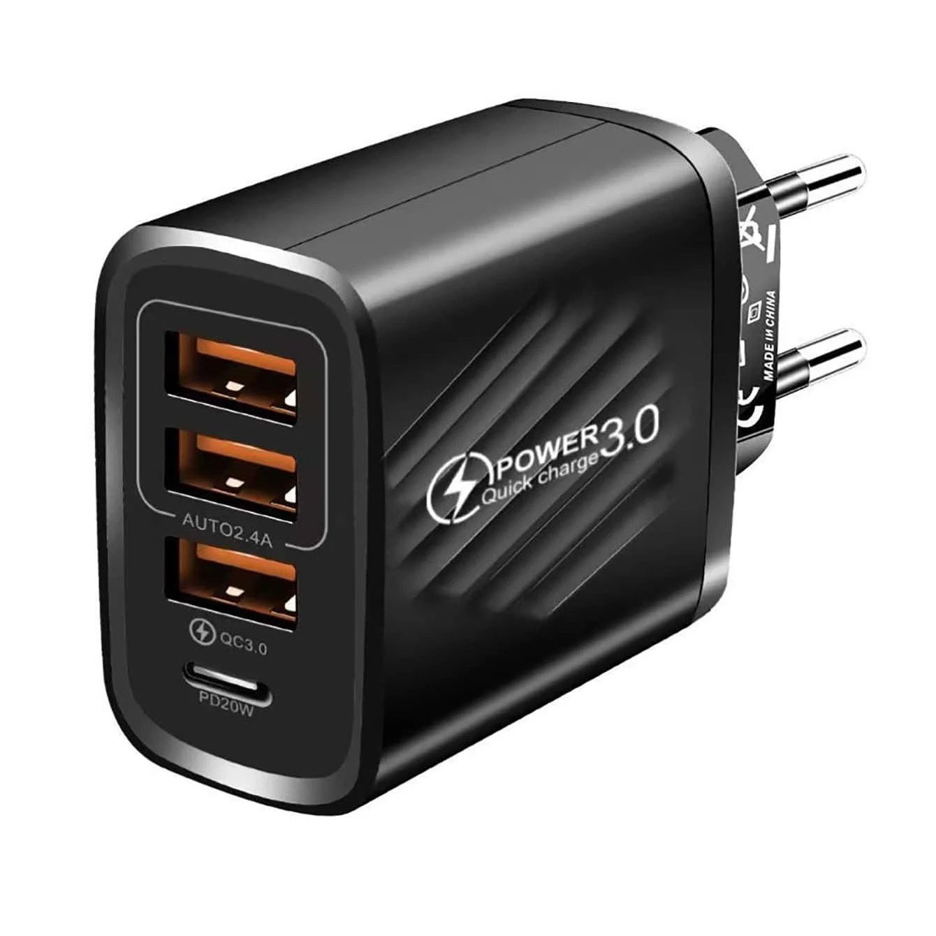 Soultronic PD41 Black 4-Port Type-C @ 20W + 3 x USB Wall Charger | PD 3.0 + QC 3.0 |     4  !