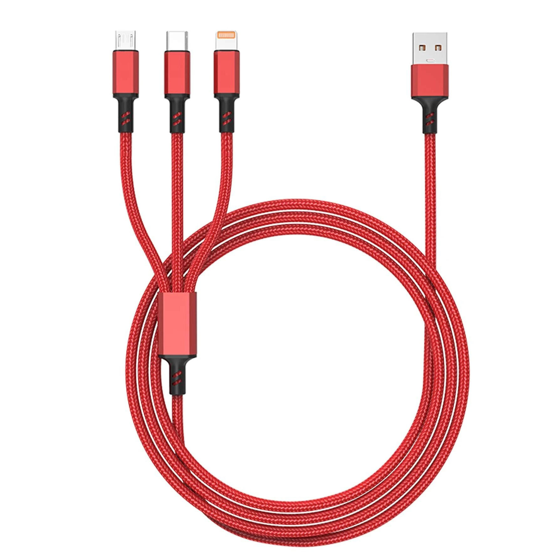 Soultronic 3-in-1 USB Charge Cable CAB31RD (1.20m) | microUSB + Lightning + Type-C | 1     