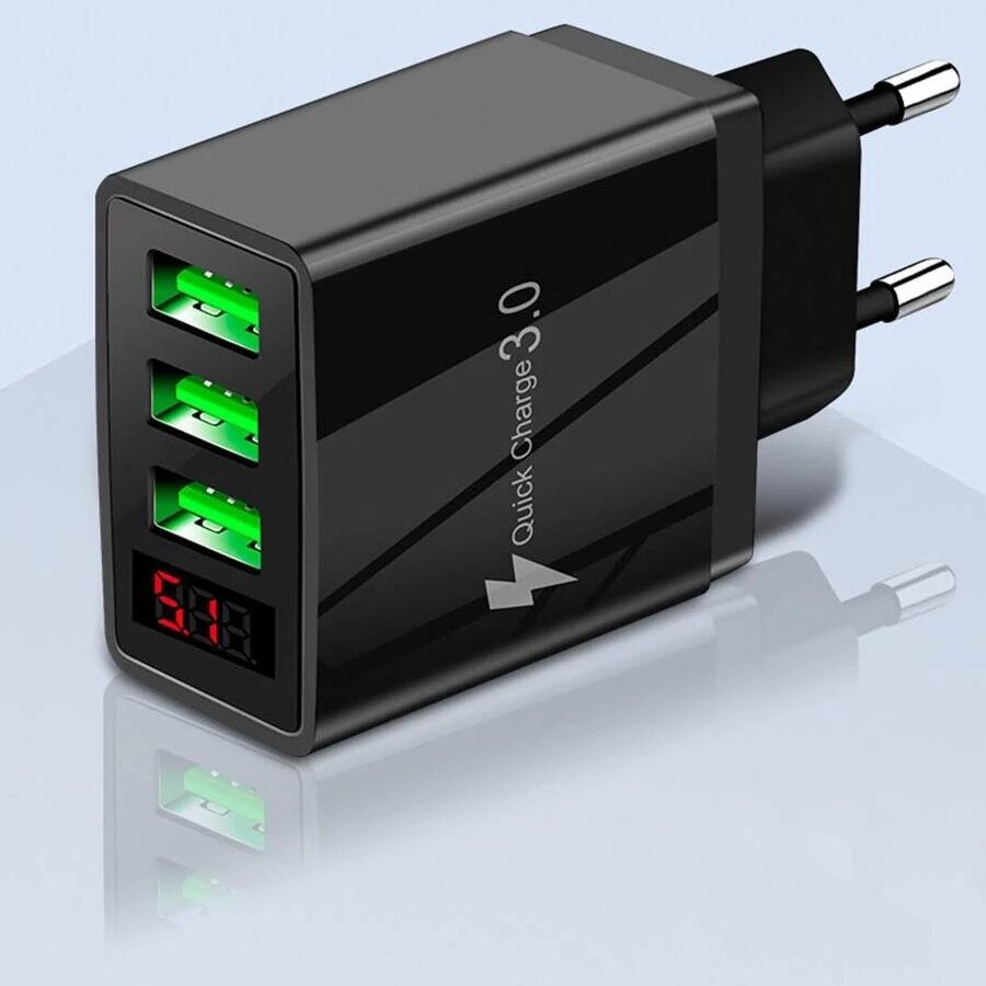 Soultronic WC51 Black 3-Port USB Wall Charger @ 3.1A + Quick Charge 3.0 |     3  !