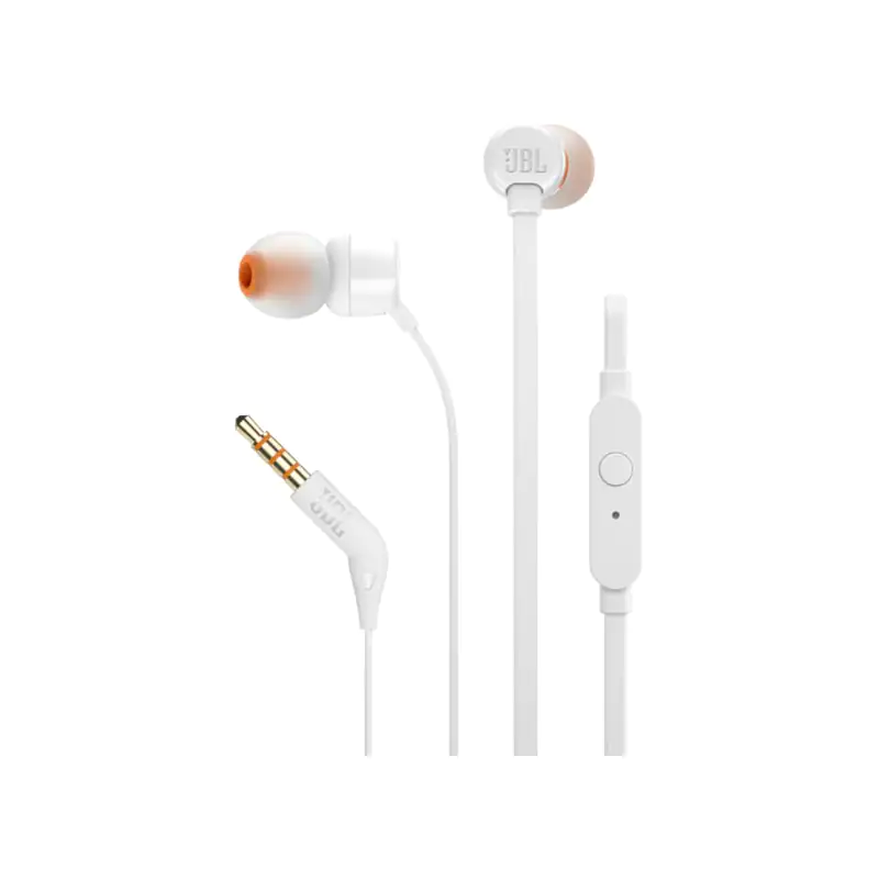 JBL Tune T160 White In-Ear Headphones + JBL Pure Bass Sound + Single button remote/mic ( &   flat )