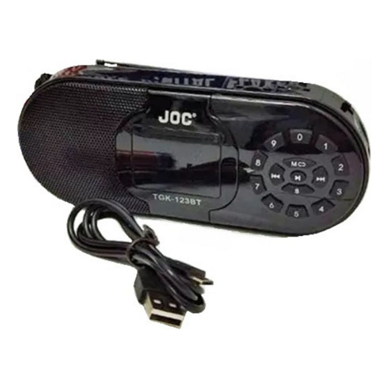 Joc TGK-123BT Black Portable Bluetooth Speaker with FM Radio + microSD + USB + Line-Out