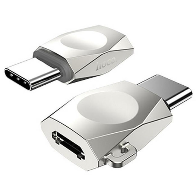 Hoco (UA8) microUSB to USB Type-C Adapter Silver (   & )