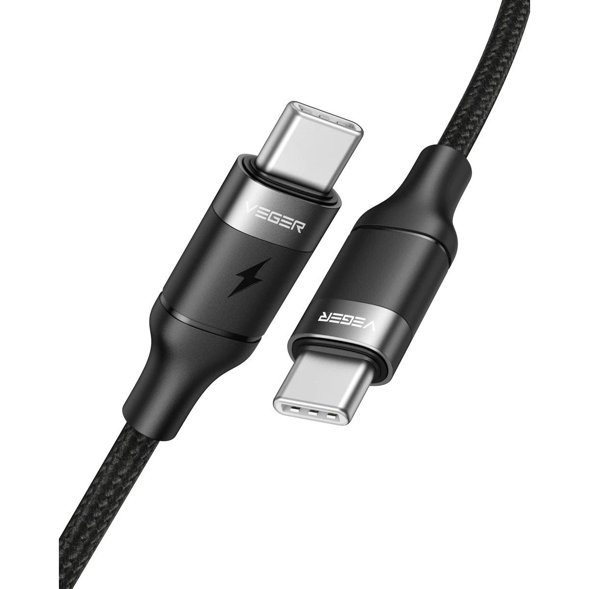 Veger CC02 Type-C σε Type-C Cable | Braided κατασκευή | 5A Fast Charging έως 100W | QC4.0 + PD3.0 | 1.5m Veger CC02 Type-C σε Type-C Cable | Braided κατασκευή | 5A Fast Charging έως 100W | QC4.0 + PD3.0 | 1.5m