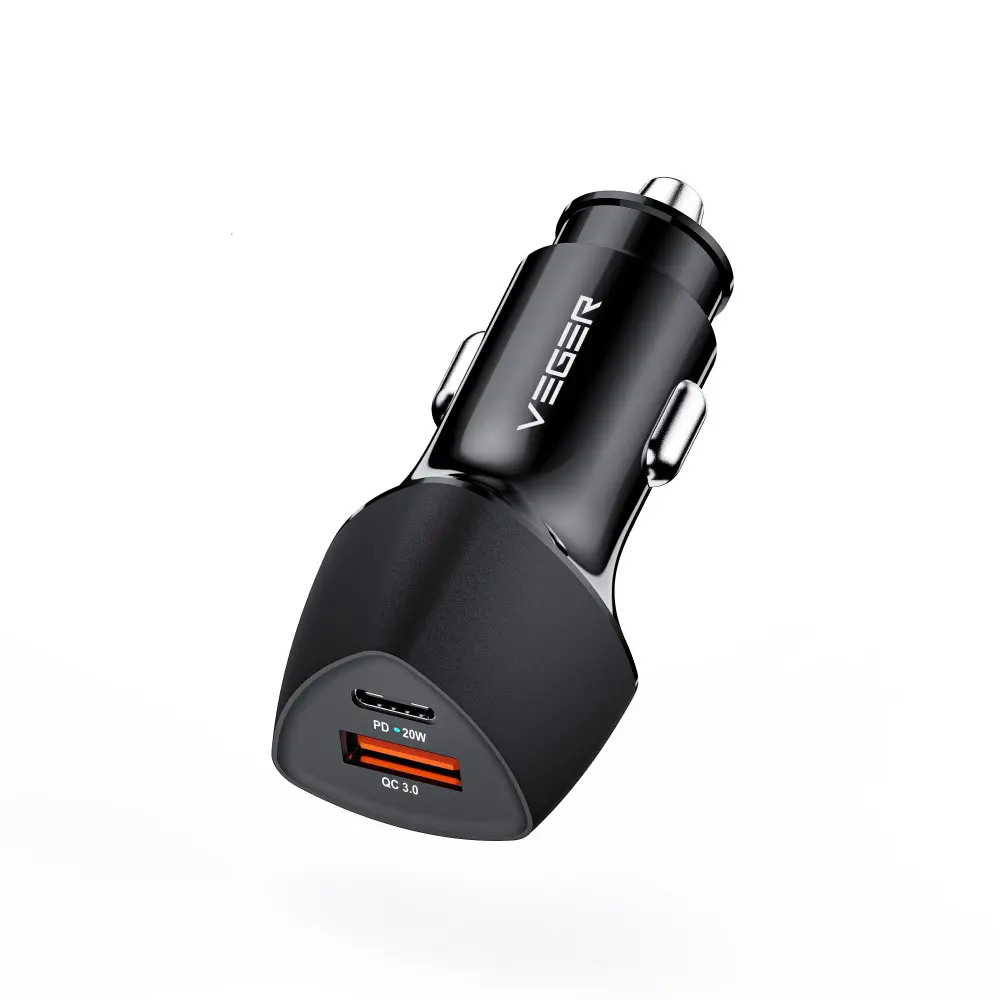 Veger CC50-1A1C Dual PD3.0+QC3.0 USB & Type-C Fast Car Charger 38W