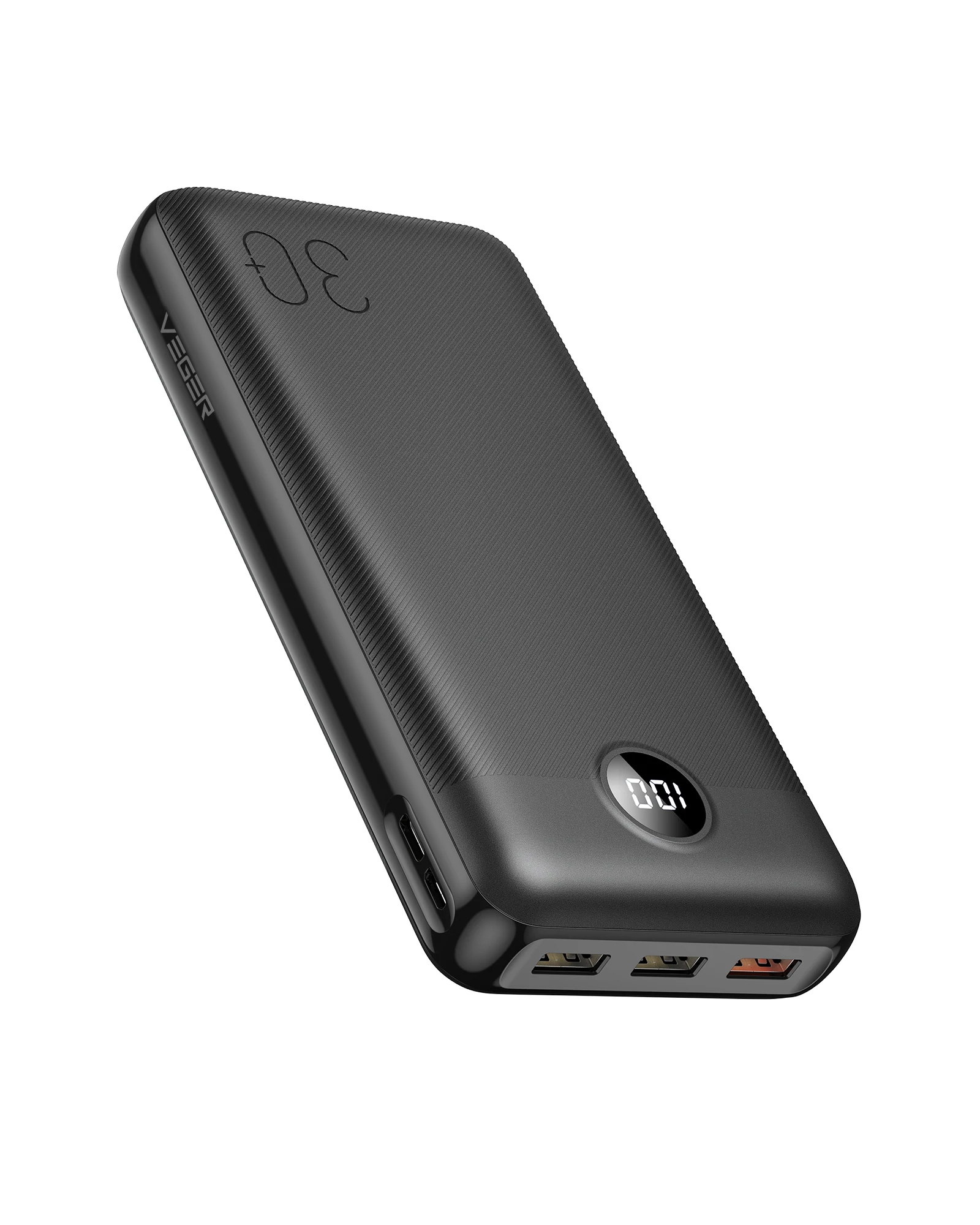 Veger L30 Power Bank 30000mAh Black | 3 x USB + Type-C @ 20W Output |  Smartphones & Tablets