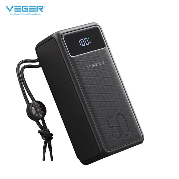 Veger VP5001 Black Tank Lite Power Bank 50000mAh | 2 x USB @ 15W + 1 x USB QC3.0 @ 22.5W + Type-C PD3.0 @ 20W Output