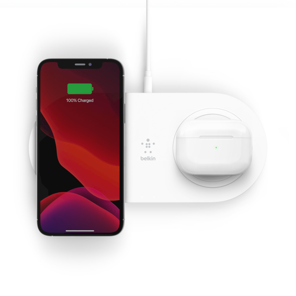Belkin Dual Wireless Charging Pads (2 x 15W) White για όλες τις συσκευές με ενσωματωμένη Qi τεχνολογία (WIZ008vfWH) Belkin Dual Wireless Charging Pads (2 x 15W) White για όλες τις συσκευές με ενσωματωμένη Qi τεχνολογία (WIZ008vfWH)