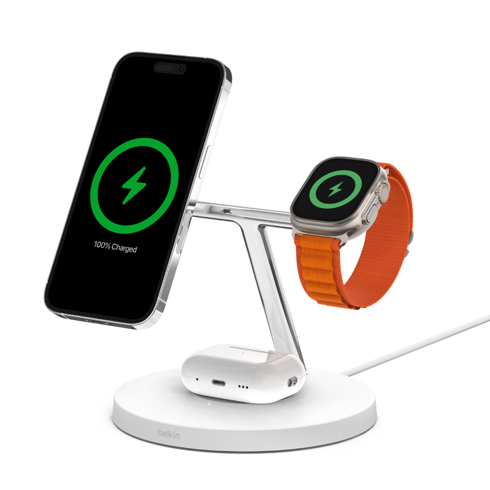 Belkin BoostCharge Pro 3-in-1 Wireless Charger με MagSafe 15W White (WIZ017vfWH) Belkin BoostCharge Pro 3-in-1 Wireless Charger με MagSafe 15W White (WIZ017vfWH)
