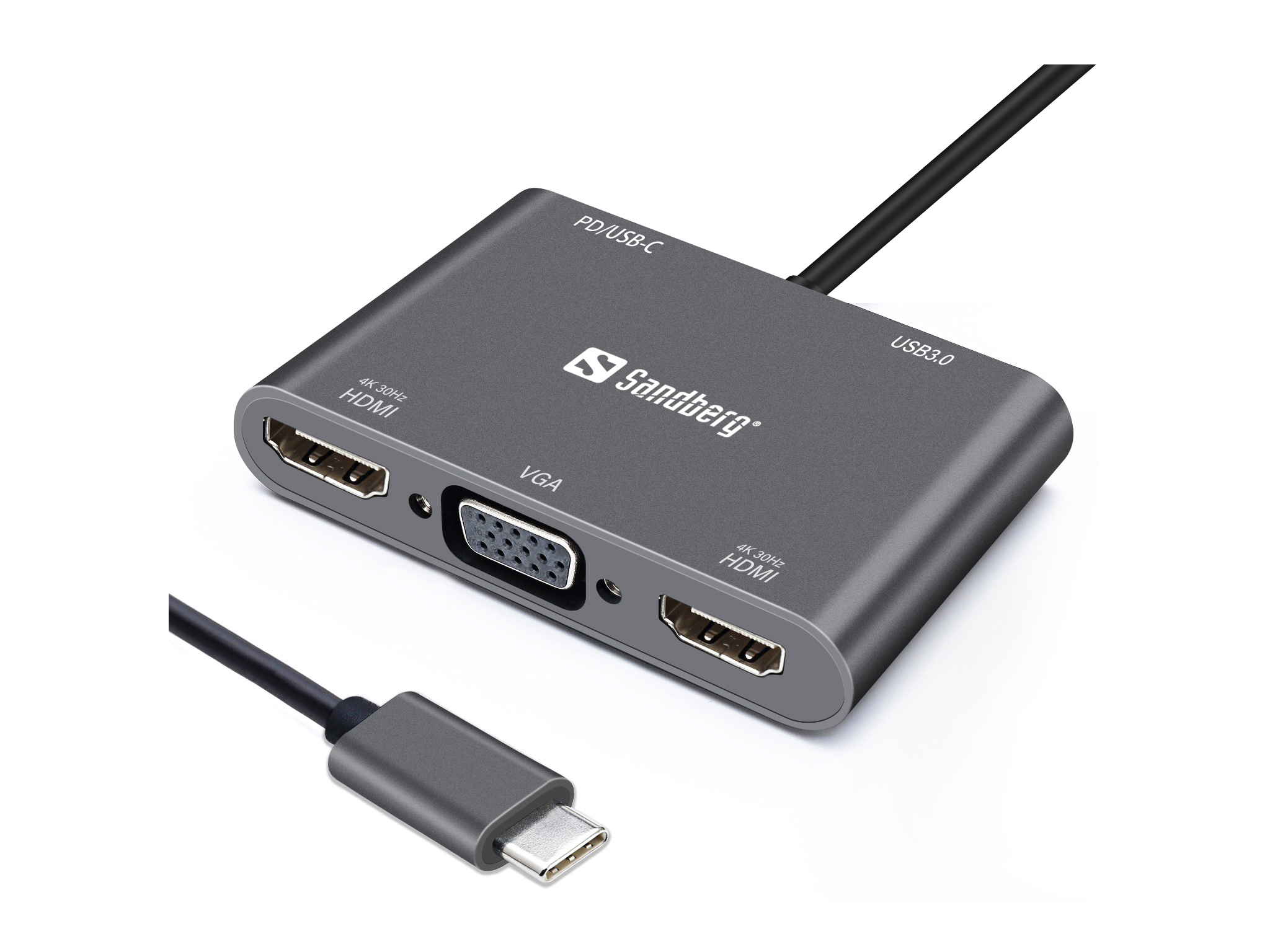 Sandberg USB-C Dock 2xHDMI+1xVGA+USB+PD (136-35)