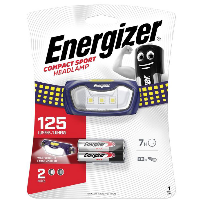 ENERGIZER COMPACT SPORT HEADLAMP   Energizer Sport Headlight 2AAA   125 lumens. (  Energize