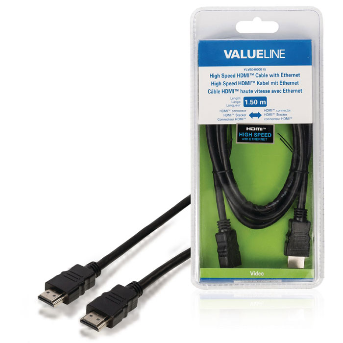 VLVB 34000B 1.50 HDMI cable with Ethernet HDMI connector (Καλώδιο HDMI αρσ) VLVB 34000B 1.50 HDMI cable with Ethernet HDMI connector (Καλώδιο HDMI αρσ)
