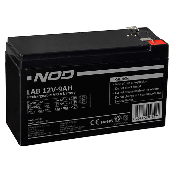 NOD LAB 12V9AH LEAD ACID BATTERY (Μπαταρία μολύβδου 12V-9AH) NOD LAB 12V9AH LEAD ACID BATTERY (Μπαταρία μολύβδου 12V-9AH)