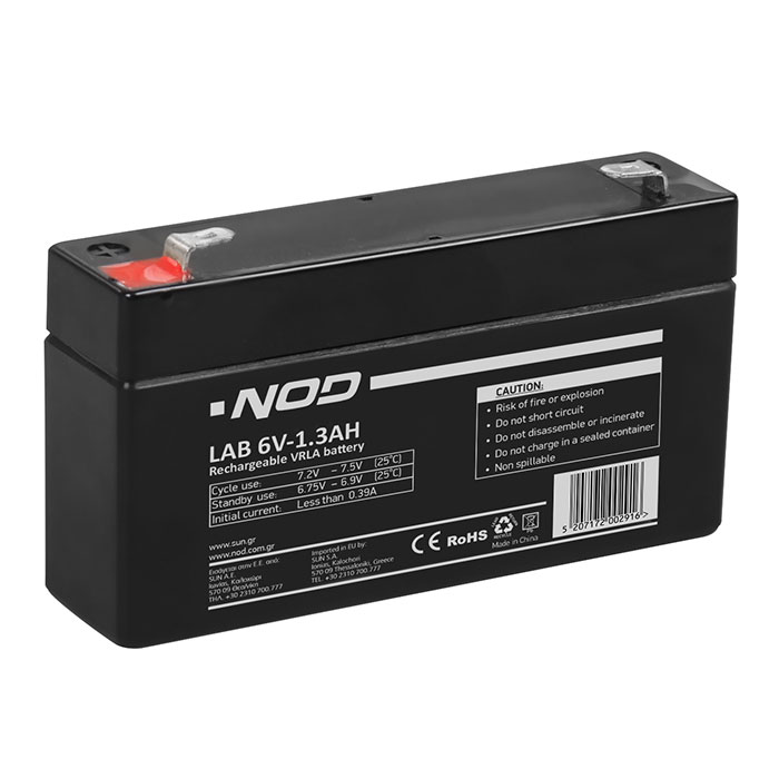NOD LAB 6V1.3AH LEAD ACID BATTERY (Μπαταρία μολύβδου 6V-13AH) NOD LAB 6V1.3AH LEAD ACID BATTERY (Μπαταρία μολύβδου 6V-13AH)