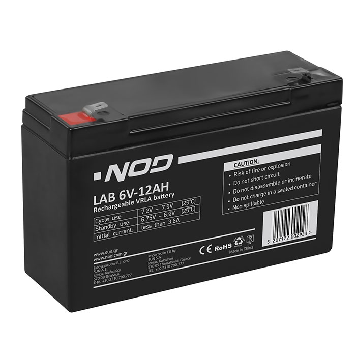 NOD LAB 6V12AH LEAD ACID BATTERY (Μπαταρία μολύβδου 6V-12AH) NOD LAB 6V12AH LEAD ACID BATTERY (Μπαταρία μολύβδου 6V-12AH)