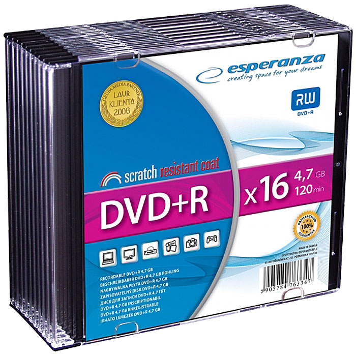 ESP DVD+R 4,7GB X16 - SLIM CASE 10 PCS (DVD+R 4,7GB, 16x Speed, Slim Case 10τμχ) ESP DVD+R 4,7GB X16 - SLIM CASE 10 PCS (DVD+R 4,7GB, 16x Speed, Slim Case 10τμχ)