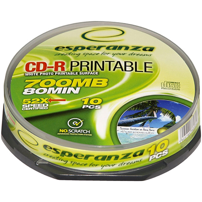 ESP CD-R PRINTABLE - CAKE BOX 10 (CD-R 700MB/80min, 52x Speed, εκτυπώσιμα,...) ESP CD-R PRINTABLE - CAKE BOX 10 (CD-R 700MB/80min, 52x Speed, εκτυπώσιμα,...)
