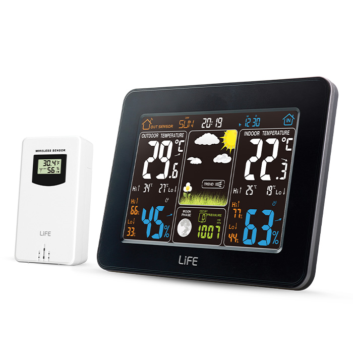 LIFE RAINFOREST WEATHER STATION WITH ADAPTOR&WIRELESS OUTDOOR SENSOR, CLOCK & ALARM FUNCTION (Μετεωρολογικός σταθμός με ασύρματο LIFE RAINFOREST WEATHER STATION WITH ADAPTOR&WIRELESS OUTDOOR SENSOR, CLOCK & ALARM FUNCTION (Μετεωρολογικός σταθμός με ασύρματο