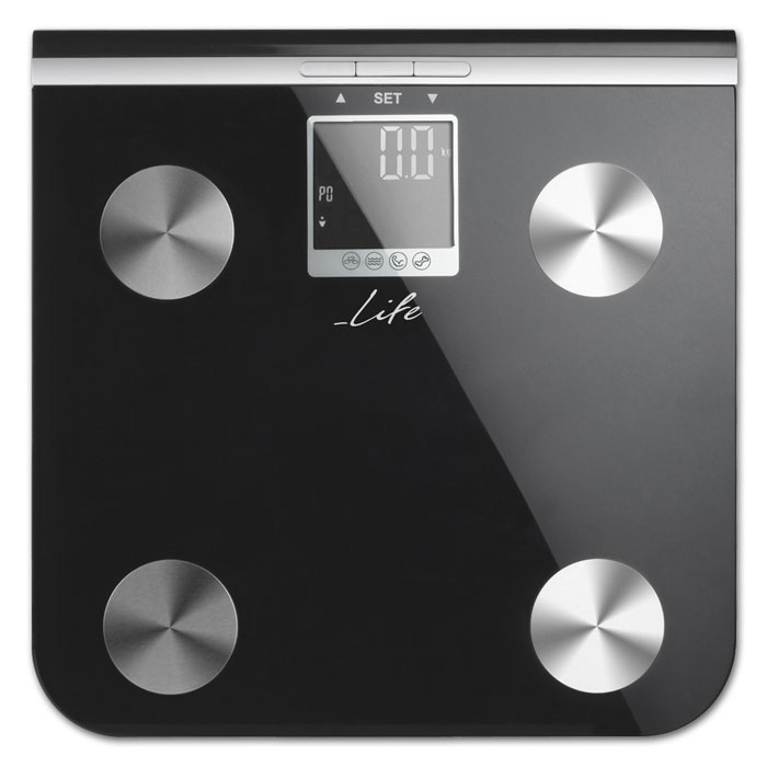LIFE SHAPE BODY FAT SCALE WITH BLACK GLASS SURFACE (Γυάλινη ηλεκτρονική ζυγαριά μπάνιου με λ...) LIFE SHAPE BODY FAT SCALE WITH BLACK GLASS SURFACE (Γυάλινη ηλεκτρονική ζυγαριά μπάνιου με λ...)