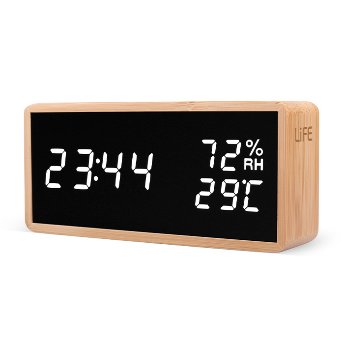 LIFE NOBLE BAMBOO THERMOMETER/HYGROMETER WITH CLOCK, ALARM AND LED DIGITS (Bamboo ψηφιακό θερμόμετρο/υγρόμετρο εσωτ...) LIFE NOBLE BAMBOO THERMOMETER/HYGROMETER WITH CLOCK, ALARM AND LED DIGITS (Bamboo ψηφιακό θερμόμετρο/υγρόμετρο εσωτ...)