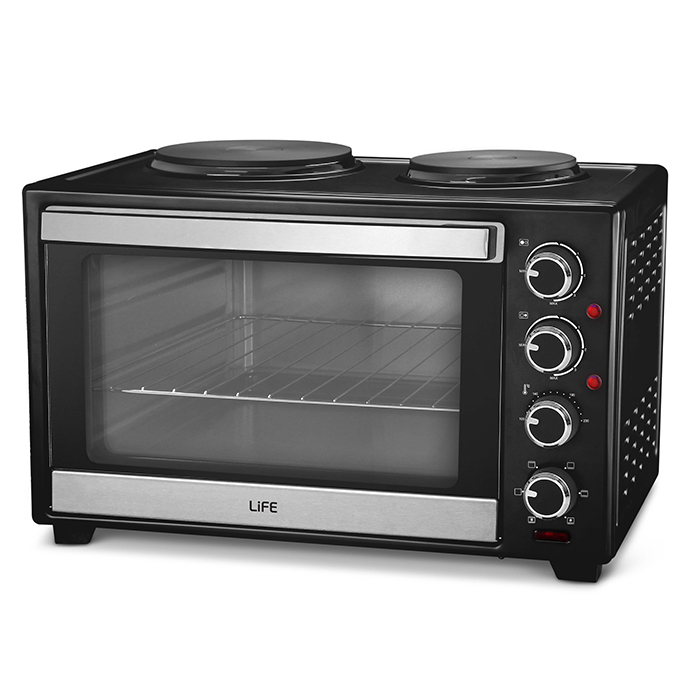 LIFE KOUZINAKI 382 38L ELECTRIC OVEN WITH CONVECTION AND 2 HOT PLATES, 3200W (Ηλεκτρικό κουζινάκι 38L, με κυκλοφορία θ...) LIFE KOUZINAKI 382 38L ELECTRIC OVEN WITH CONVECTION AND 2 HOT PLATES, 3200W (Ηλεκτρικό κουζινάκι 38L, με κυκλοφορία θ...)