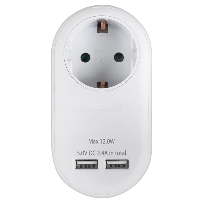 SONORA PAW100-2USB24 SCHUKO ADAPTOR WITH 2 USB PORTS 2.4A (  pass-through  2  ...)