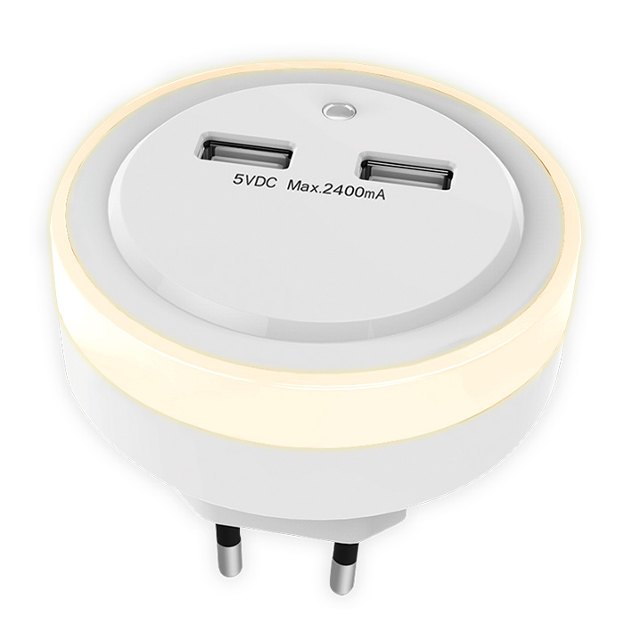 SONORA RING LIGHT USB NIGHT LIGHT WITH 2 USB PORTS, LIGHT SENSOR AND SWITCH (  LED  2   US...)