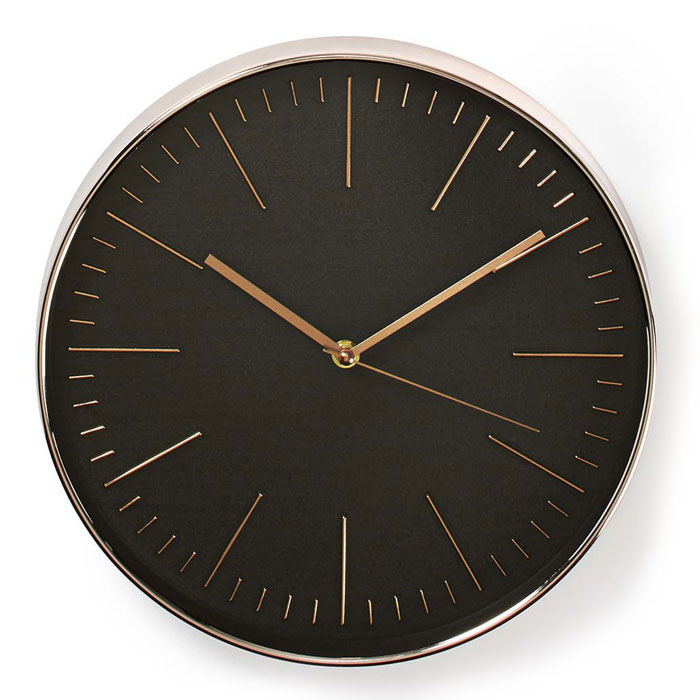 NEDIS CLWA013PC30BK Circular Wall Clock, 30 cm Diameter, Black & Rose Gold (Ρολόι τοίχου με μαύρο καντράν και ροζ-χρ...) NEDIS CLWA013PC30BK Circular Wall Clock, 30 cm Diameter, Black & Rose Gold (Ρολόι τοίχου με μαύρο καντράν και ροζ-χρ...)