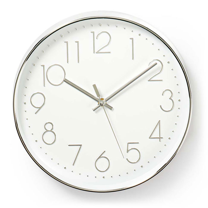NEDIS CLWA015PC30SR Circular Wall Clock, 30 cm Diameter, White & Silver (Ρολόι τοίχου με μεγάλους αριθμούς σε λευ...) NEDIS CLWA015PC30SR Circular Wall Clock, 30 cm Diameter, White & Silver (Ρολόι τοίχου με μεγάλους αριθμούς σε λευ...)