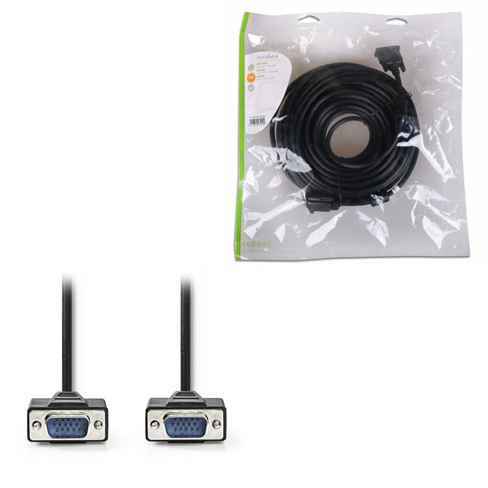NEDIS CCGP59000BK200 VGA Cable, VGA Male - VGA Male, 20 m, Black (Καλώδιο VGA αρσ) NEDIS CCGP59000BK200 VGA Cable, VGA Male - VGA Male, 20 m, Black (Καλώδιο VGA αρσ)