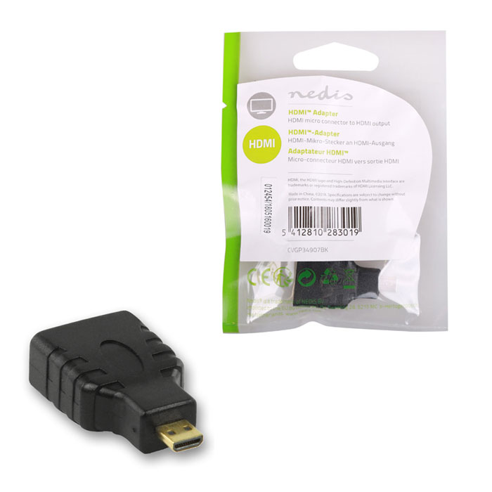 NEDIS CVGP34907BK HDMI Adapter, HDMI Micro Connector - HDMI Female,| Black (Αντάπτορας High Speed HDMI with Ethernet...) NEDIS CVGP34907BK HDMI Adapter, HDMI Micro Connector - HDMI Female,| Black (Αντάπτορας High Speed HDMI with Ethernet...)