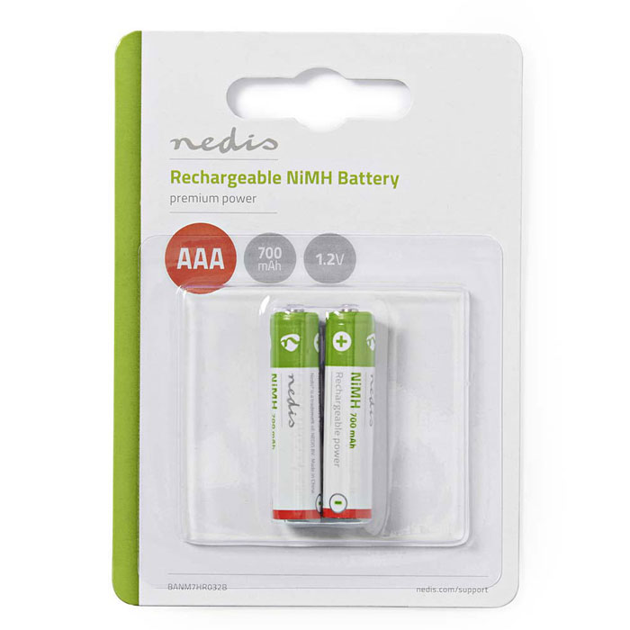 NEDIS BANM7HR032B Επαναφορτιζόμενη μπαταρία ΑΑΑ Νi-MH 700 mAh 1.2V, σε blister 2 μπαταριών. (Επαναφορτιζόμενη μπαταρία ΑΑΑ Νi-MH NEDIS BANM7HR032B Επαναφορτιζόμενη μπαταρία ΑΑΑ Νi-MH 700 mAh 1.2V, σε blister 2 μπαταριών. (Επαναφορτιζόμενη μπαταρία ΑΑΑ Νi-MH