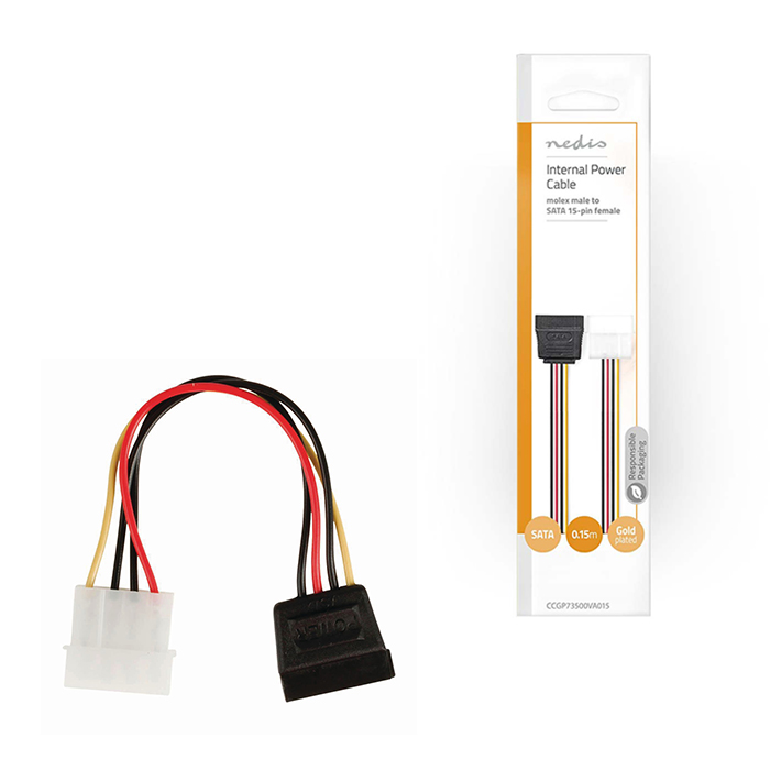 NEDIS CCGP73500VA015 Internal Power Cable, Molex Male - SATA 15-pin Female, 0.15 (Καλώδιο-αντάπτορας τροφοδοσίας SATA 15-p...) NEDIS CCGP73500VA015 Internal Power Cable, Molex Male - SATA 15-pin Female, 0.15 (Καλώδιο-αντάπτορας τροφοδοσίας SATA 15-p...)