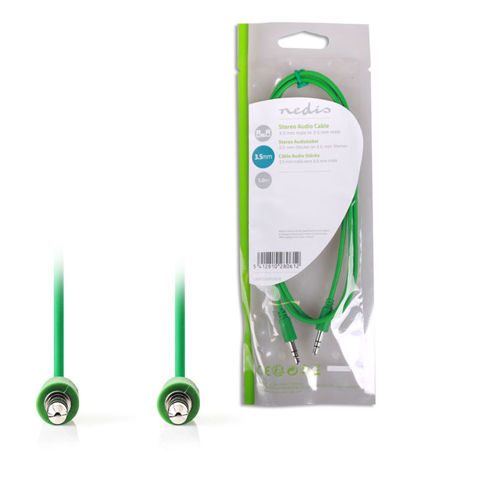 NEDIS CAGP22005GN10 Stereo Audio Cable, 3.5 mm Male - 3.5 mm Male, 1m, Green (Καλώδιο Ήχου 35mm male ) NEDIS CAGP22005GN10 Stereo Audio Cable, 3.5 mm Male - 3.5 mm Male, 1m, Green (Καλώδιο Ήχου 35mm male )