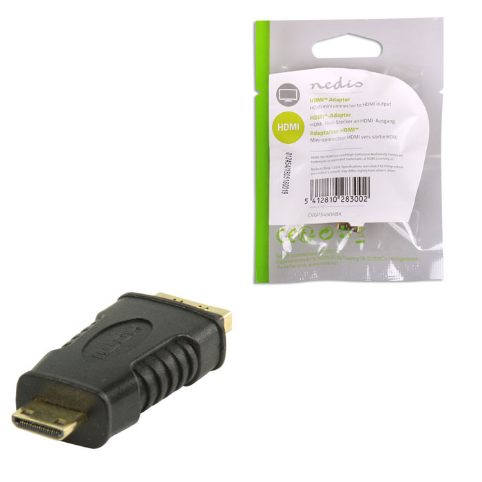 NEDIS CVGP34906BK HDMI Adapter, HDMI Mini Connector - HDMI Female, Black (Αντάπτορας High Speed HDMI with Ethernet...) NEDIS CVGP34906BK HDMI Adapter, HDMI Mini Connector - HDMI Female, Black (Αντάπτορας High Speed HDMI with Ethernet...)