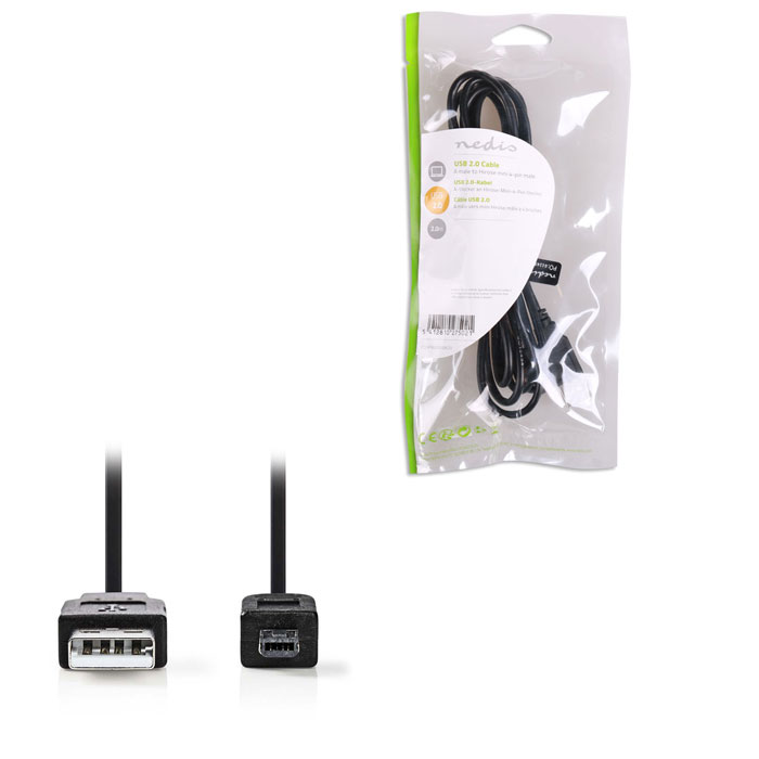 NEDIS CCGP60200BK20 USB 2.0 Cable A Male - Hirose Mini 4-pin Male, 2m, Black (Καλώδιο USB High-Speed Α αρσ) NEDIS CCGP60200BK20 USB 2.0 Cable A Male - Hirose Mini 4-pin Male, 2m, Black (Καλώδιο USB High-Speed Α αρσ)